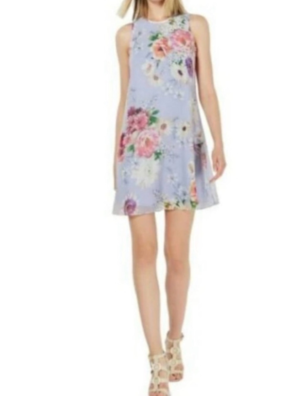 Calvin Klein women’s plus 16P Purple print Summer sleeveless tunic dress
